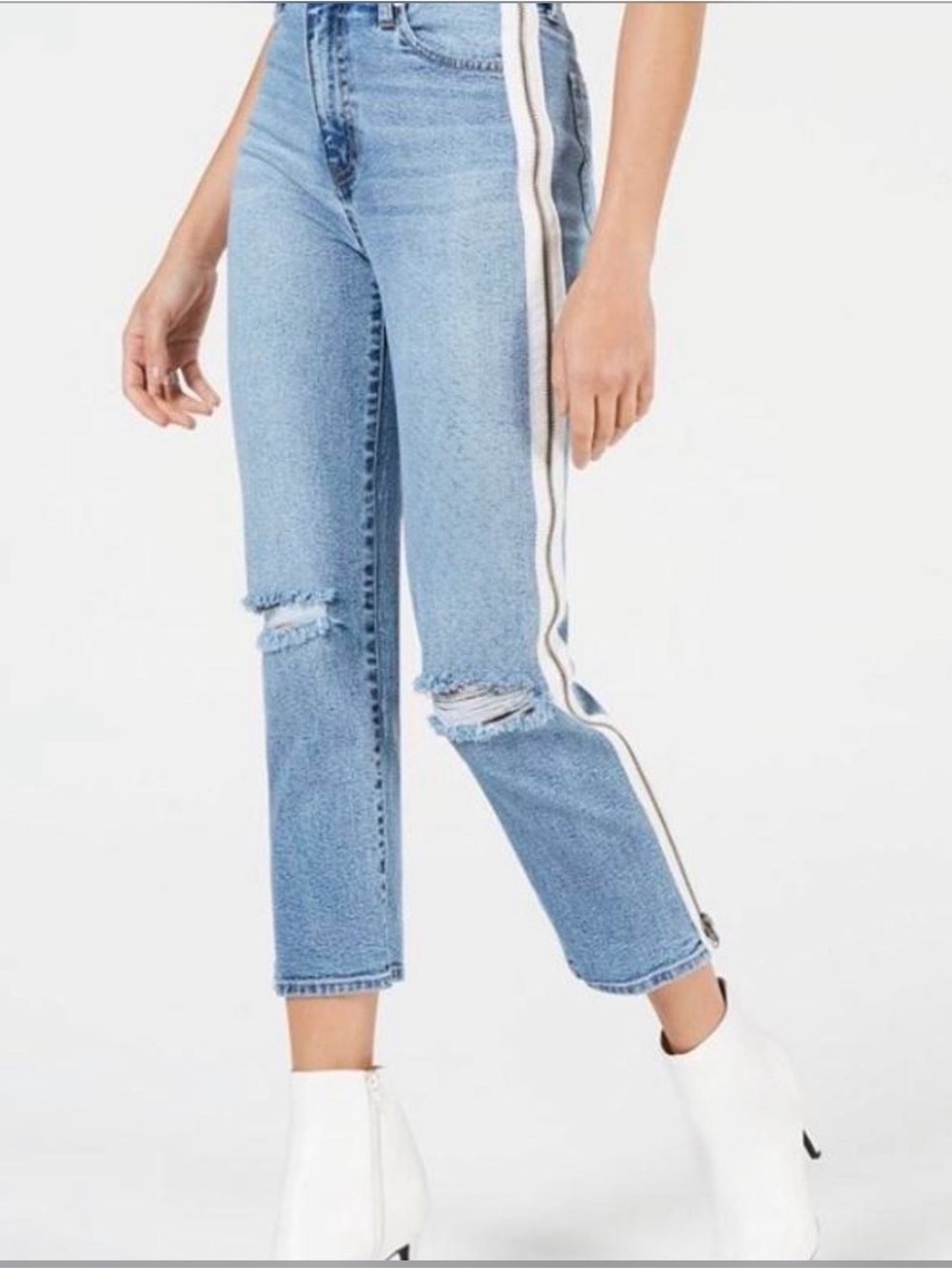 Kendall + Kylie: The "Icon" high-rise straight jeans with a zipper/stripe design